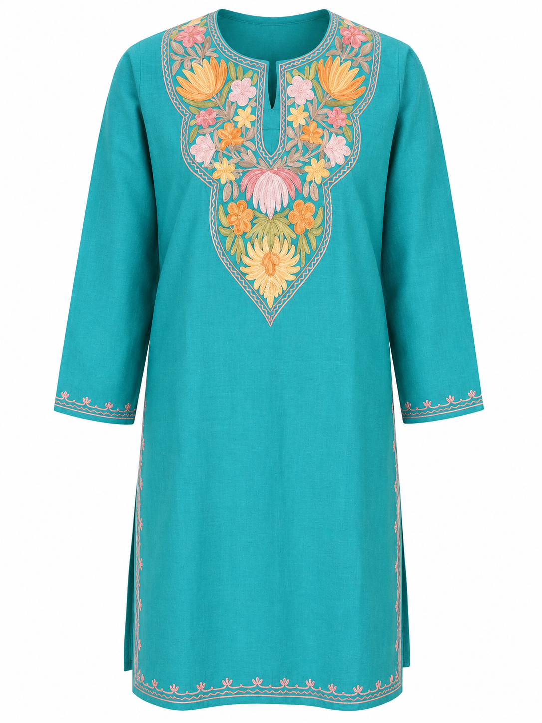 Kashmir Aari cotton Co-Ord Set | Dark Teal